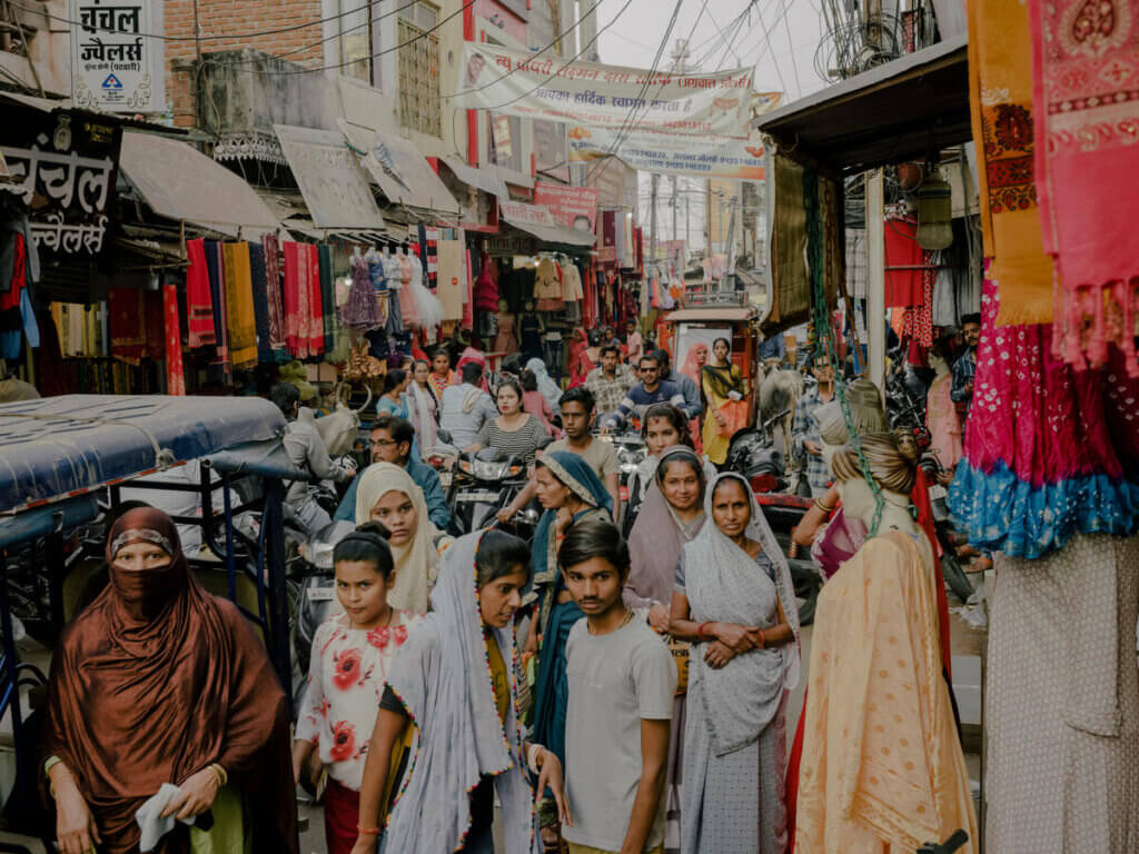 A crowded street in, Chhatarpur, India. 